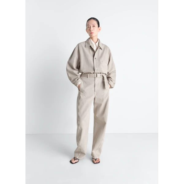 Lemaire Twisted Belted Pants in Heavy Broken Twill Snow, view 4