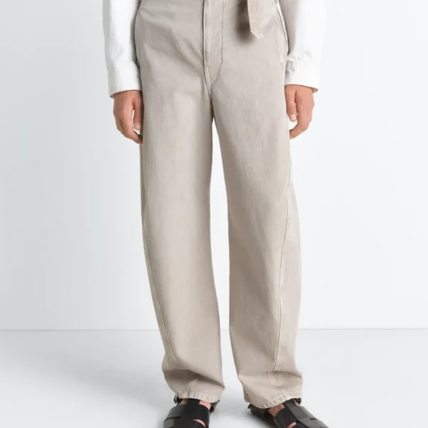 Lemaire Twisted Belted Pants in Heavy Broken Twill Snow - Pants - Parisian Minimalist Luxury at Coveti