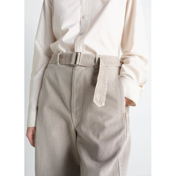 Lemaire Twisted Belted Pants in Heavy Broken Twill Snow, view 6