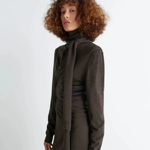 Lemaire Twisted Cardigan with Scarf in Merino Blend - Knitwear - Parisian Minimalist Luxury at Coveti