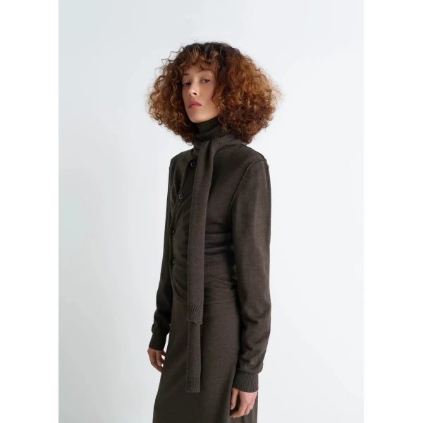 Lemaire Twisted Cardigan with Scarf in Merino Blend, view 2
