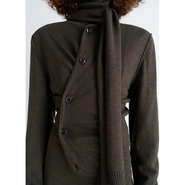 Lemaire Twisted Cardigan with Scarf in Merino Blend, view 5