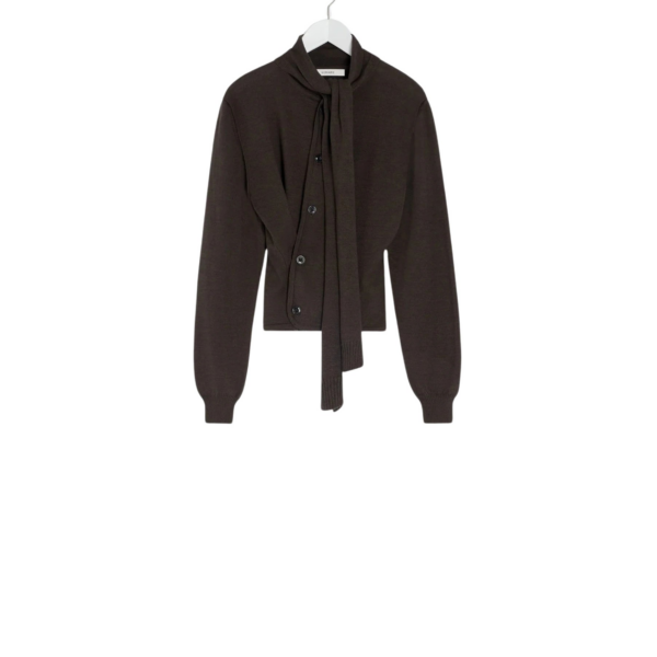 Lemaire Twisted Cardigan with Scarf in Merino Blend - Knitwear - Parisian Minimalist Luxury at Coveti