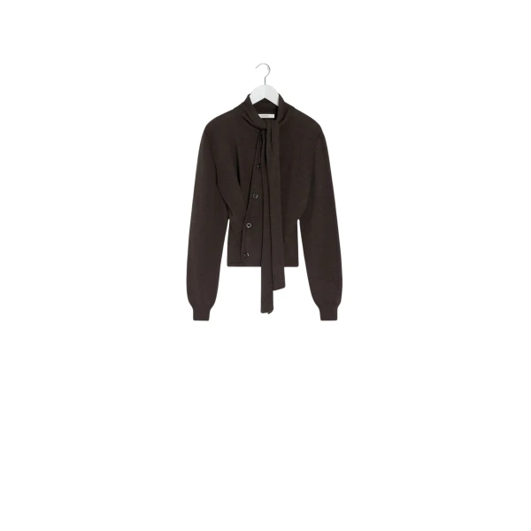 Lemaire Twisted Cardigan with Scarf in Merino Blend - Knitwear - Parisian Minimalist Luxury at Coveti