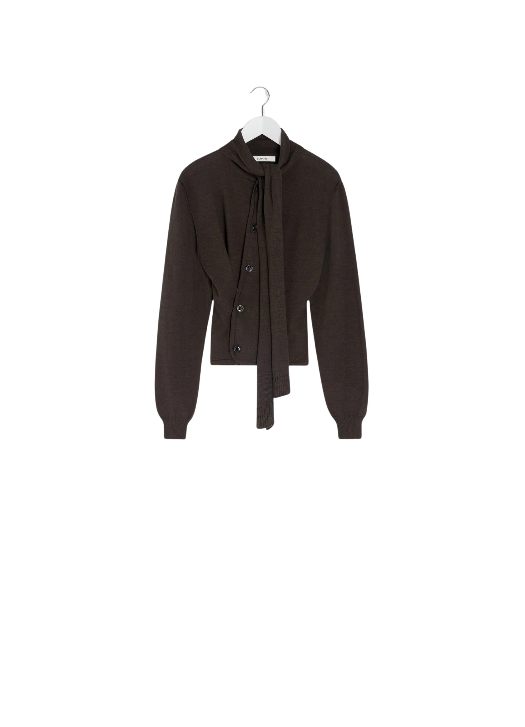 Lemaire Twisted Cardigan with Scarf in Merino Blend - Knitwear - Parisian Minimalist Luxury at Coveti