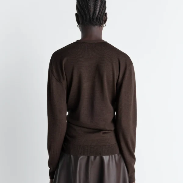 Lemaire Twisted V Neck Jumper in Merino Blend - Knitwear - Parisian Minimalist Luxury at Coveti