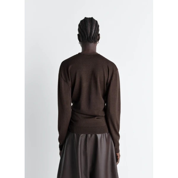 Lemaire Twisted V Neck Jumper in Merino Blend Knit, view 2