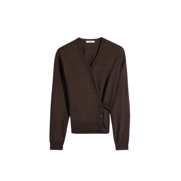 Lemaire Twisted V Neck Jumper in Merino Blend - Knitwear - Parisian Minimalist Luxury at Coveti