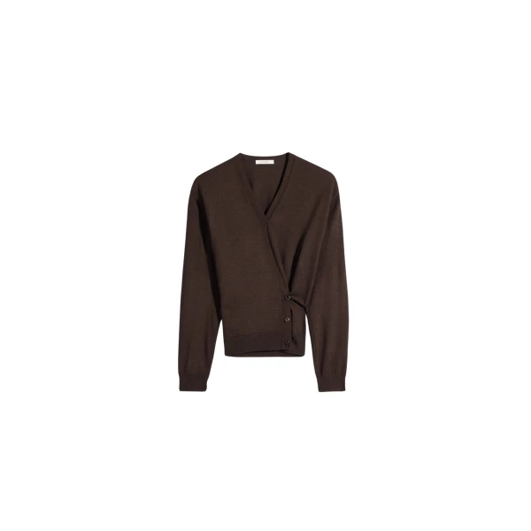 Lemaire Twisted V Neck Jumper in Merino Blend - Knitwear - Parisian Minimalist Luxury at Coveti
