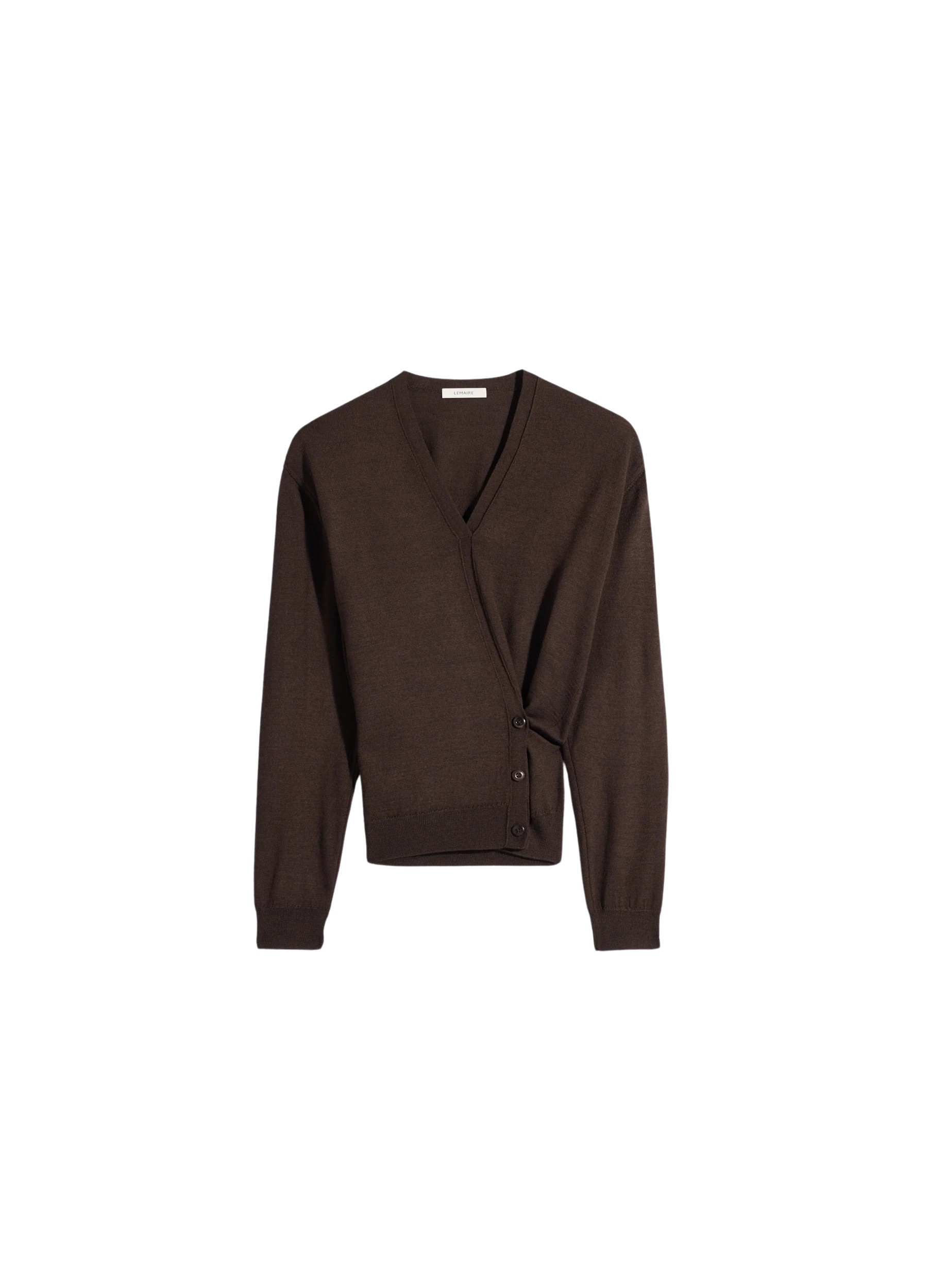 Lemaire Twisted V Neck Jumper in Merino Blend - Knitwear - Parisian Minimalist Luxury at Coveti
