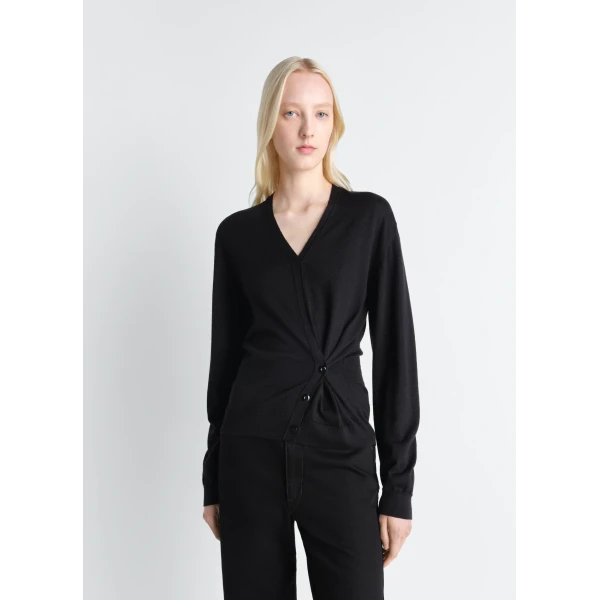 Lemaire Twisted V Neck Jumper in Merino Blend Knit, view 2