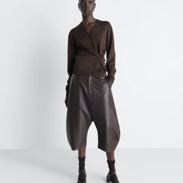 Lemaire Twisted V Neck Jumper in Merino Blend - Knitwear - Parisian Minimalist Luxury at Coveti