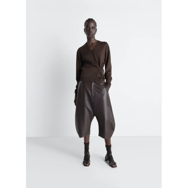 Lemaire Twisted V Neck Jumper in Merino Blend Knit, view 4