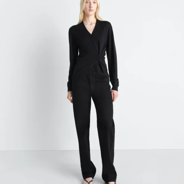 Lemaire Twisted V Neck Jumper in Merino Blend - Knitwear - Parisian Minimalist Luxury at Coveti