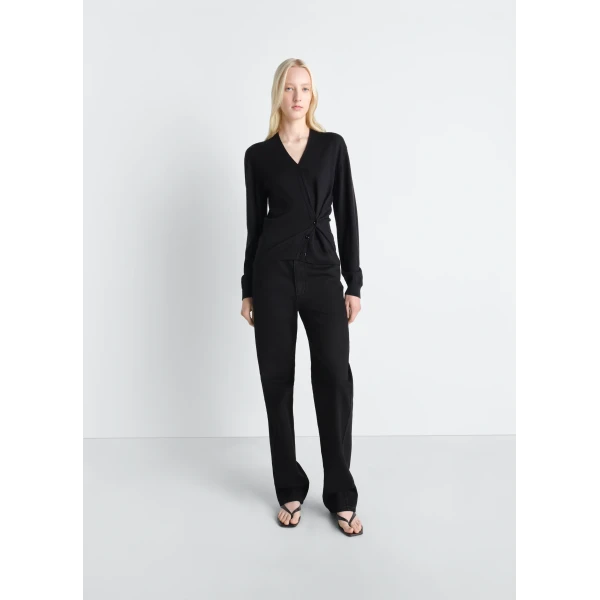 Lemaire Twisted V Neck Jumper in Merino Blend Knit, view 3