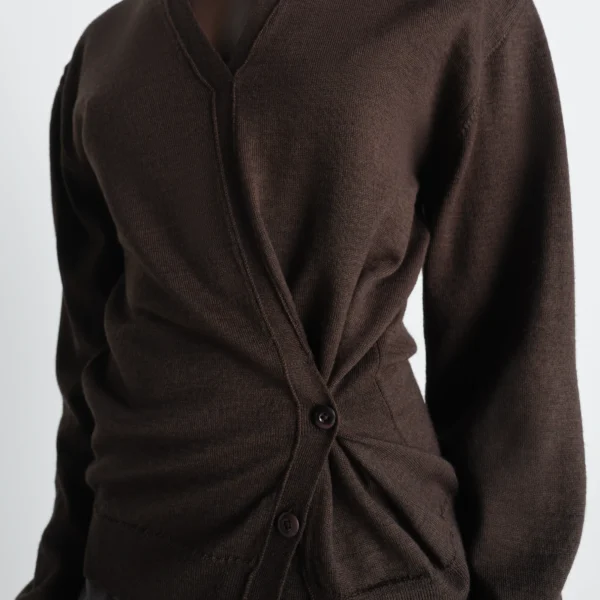 Lemaire Twisted V Neck Jumper in Merino Blend - Knitwear - Parisian Minimalist Luxury at Coveti