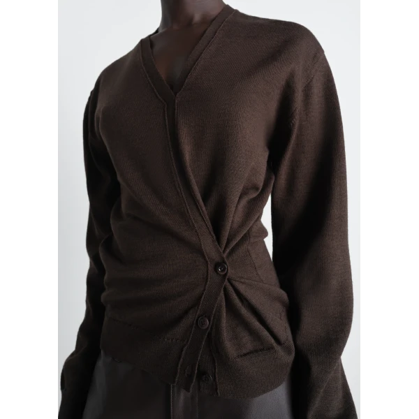 Lemaire Twisted V Neck Jumper in Merino Blend Knit, view 5