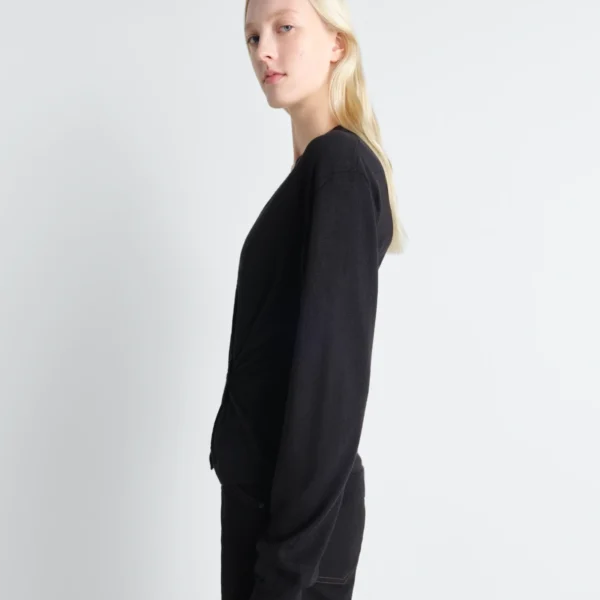 Lemaire Twisted V Neck Jumper in Merino Blend - Knitwear - Parisian Minimalist Luxury at Coveti