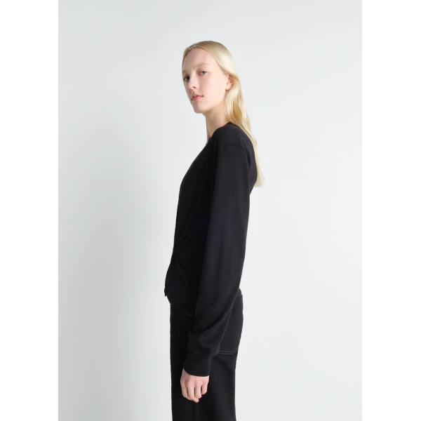 Lemaire Twisted V Neck Jumper in Merino Blend Knit, view 4