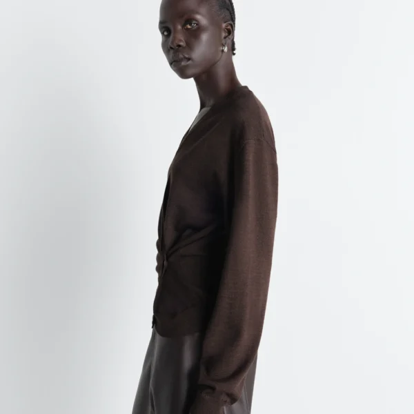 Lemaire Twisted V Neck Jumper in Merino Blend - Knitwear - Parisian Minimalist Luxury at Coveti
