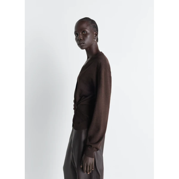 Lemaire Twisted V Neck Jumper in Merino Blend Knit, view 6