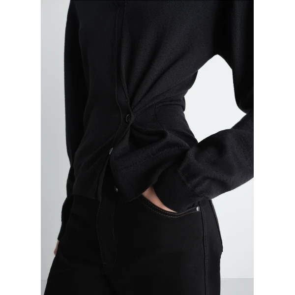Lemaire Twisted V Neck Jumper in Merino Blend Knit, view 5