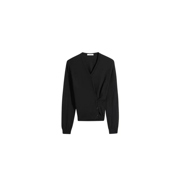 Lemaire Twisted V Neck Jumper in Merino Blend - Knitwear - Parisian Minimalist Luxury at Coveti