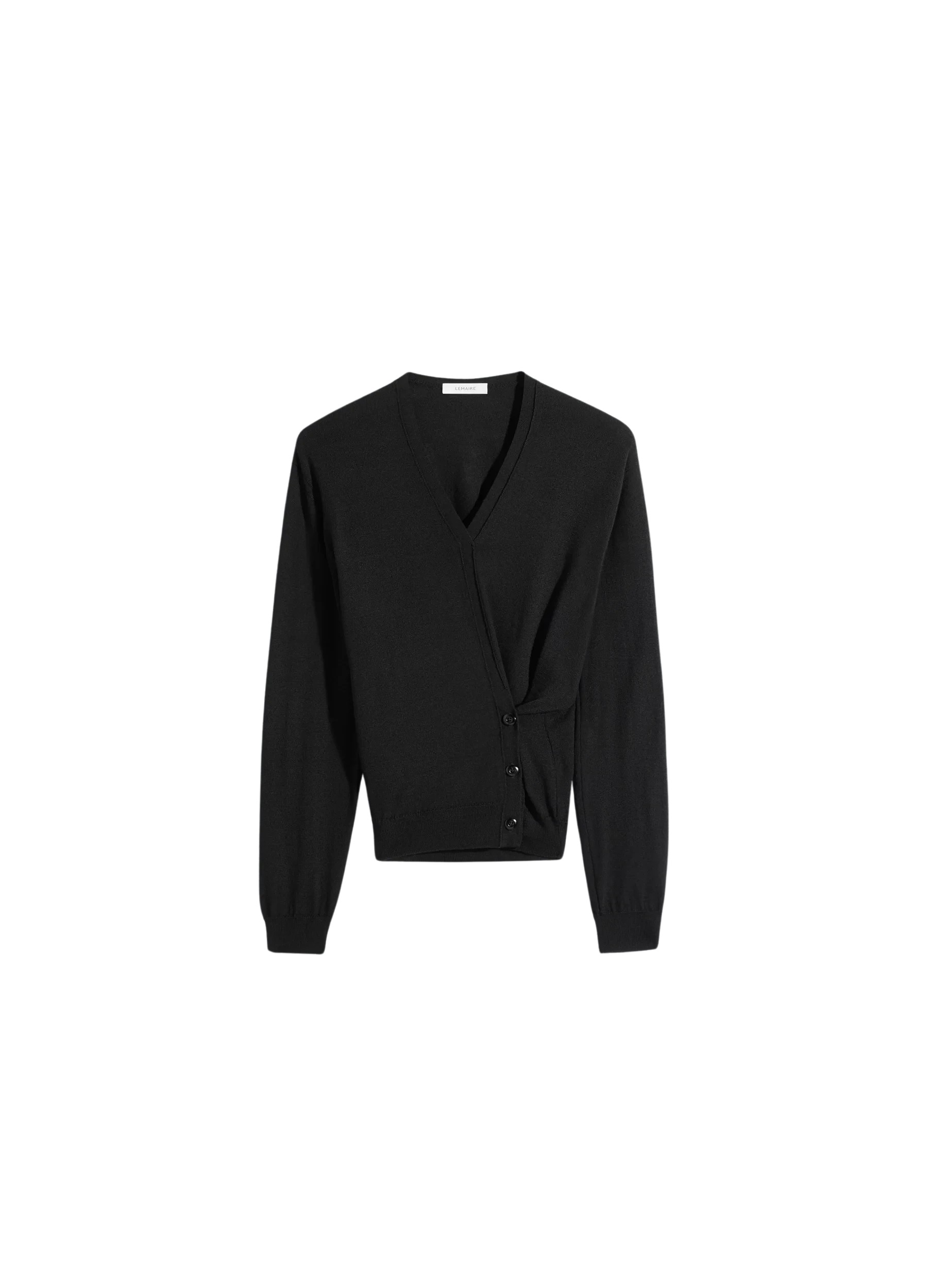 Lemaire Twisted V Neck Jumper in Merino Blend - Knitwear - Parisian Minimalist Luxury at Coveti