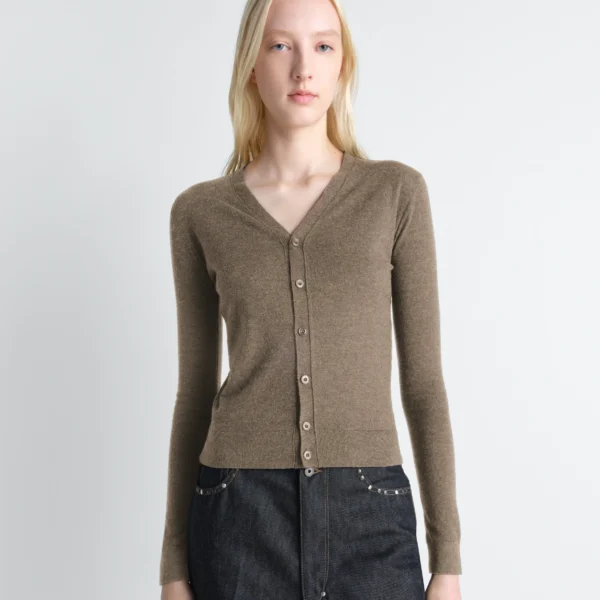 Lemaire V Neck Buttoned Cardigan in Fine Wool - Knitwear - Parisian Minimalist Luxury at Coveti
