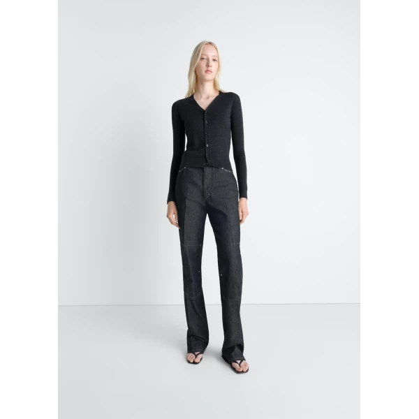 Lemaire V Neck Buttoned Cardigan in Fine Wool, view 3