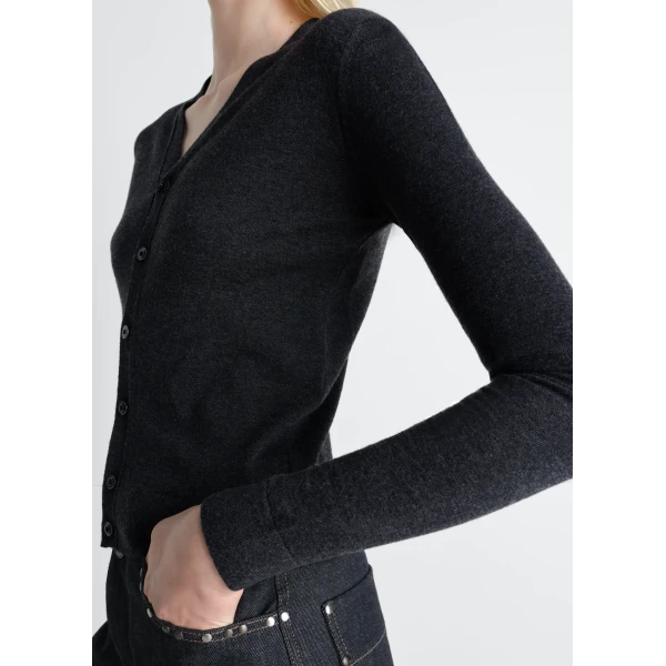 Lemaire V Neck Buttoned Cardigan in Fine Wool, view 4