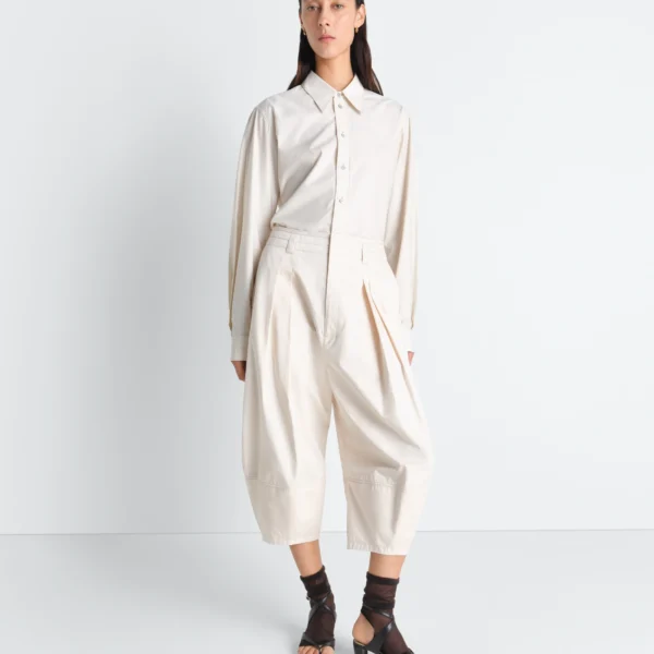 Lemaire Volume Bermudas in Cotton Satin - Shorts - Parisian Minimalist Luxury at Coveti