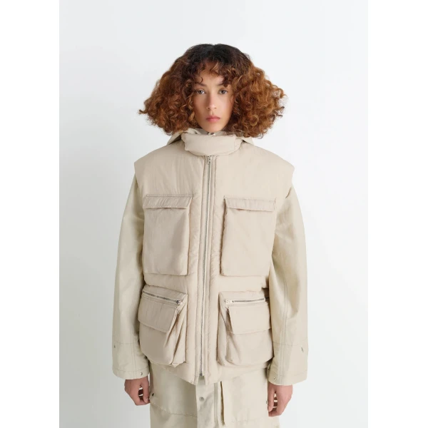 Lemaire Wadded Gilet with Pockets in Light Nylon Coat, view 2