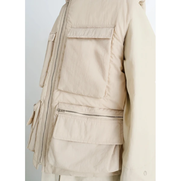 Lemaire Wadded Gilet with Pockets in Light Nylon Coat, view 4
