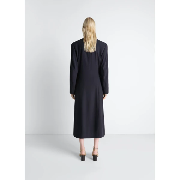 Lemaire Wrap Over Coat in Wool Crepe, view 2