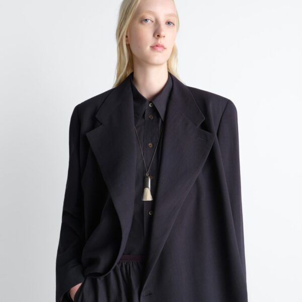 Lemaire Wrap Over Coat in Wool Crepe - Coats - Parisian Minimalist Luxury at Coveti