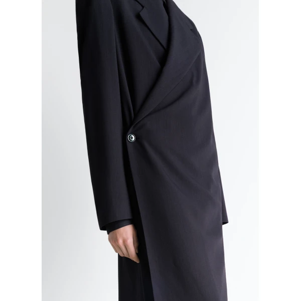 Lemaire Wrap Over Coat in Wool Crepe, view 5