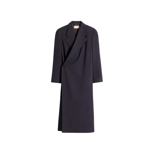 Lemaire Wrap Over Coat in Wool Crepe - Coats - Parisian Minimalist Luxury at Coveti