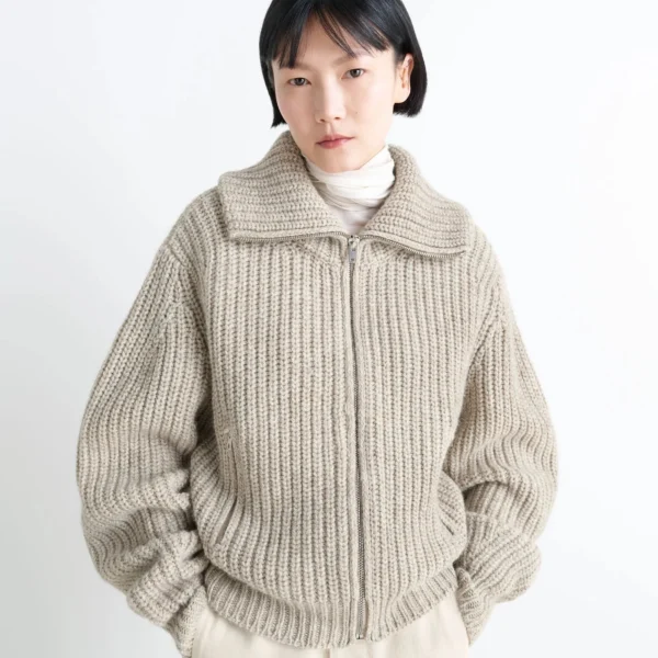 Lemaire Zipped Cardigan in Yak Alpaca - Knitwear - Parisian Minimalist Luxury at Coveti