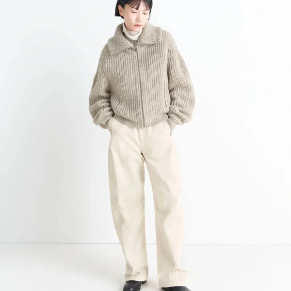 Lemaire Zipped Cardigan in Yak Alpaca - Knitwear - Parisian Minimalist Luxury at Coveti