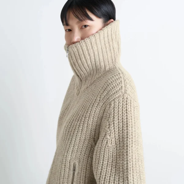 Lemaire Zipped Cardigan in Yak Alpaca - Knitwear - Parisian Minimalist Luxury at Coveti