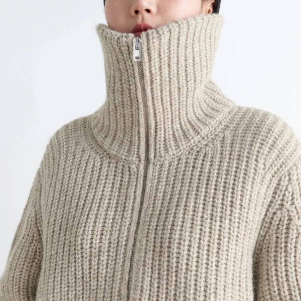 Lemaire Zipped Cardigan in Yak Alpaca - Knitwear - Parisian Minimalist Luxury at Coveti