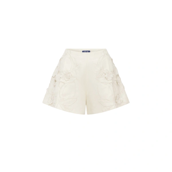 Abby Appliqué Shorts in Ivory