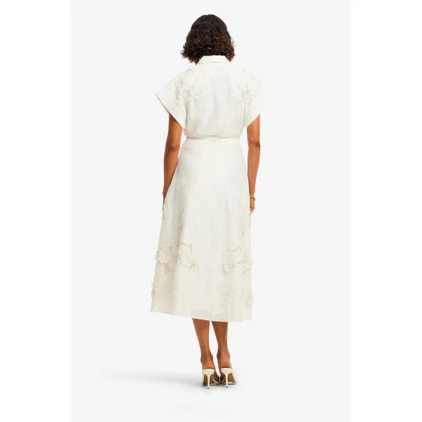 Leo Lin Aubrey Appliqué Shirt Midi Dress - Leo Lin Dress - Australian Luxury Fashion - Shop at Coveti