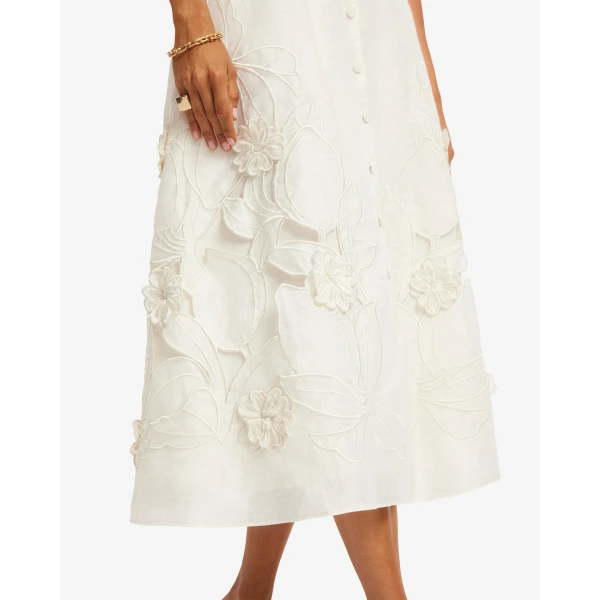 Leo Lin Aubrey Appliqué Shirt Midi Dress - Leo Lin Dress - Australian Luxury Fashion - Shop at Coveti