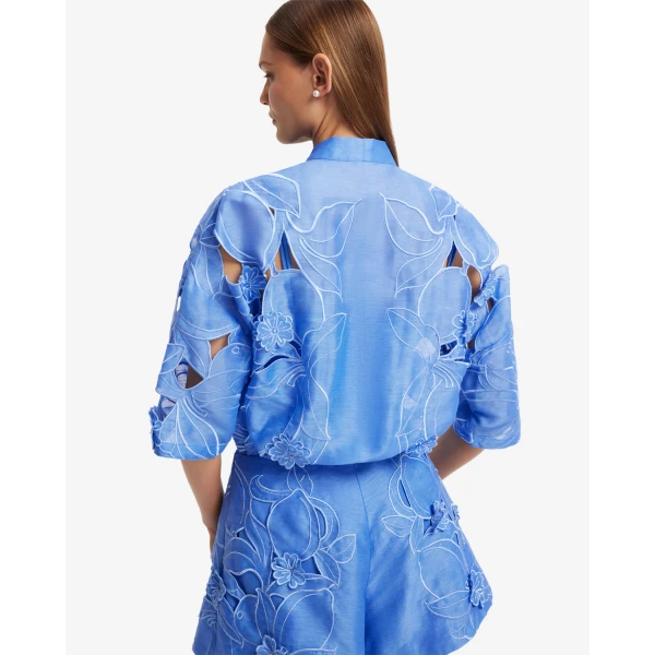 Leo Lin Brooklyn Appliqué Bow Puff Sleeve Top - Leo Lin Dress - Australian Luxury Fashion - Shop at Coveti