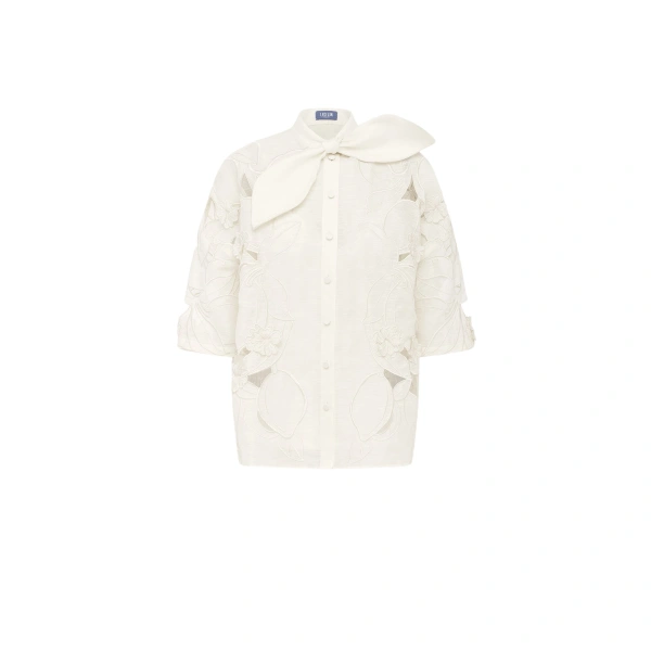 Leo Lin Brooklyn Appliqué Bow Puff Sleeve Top