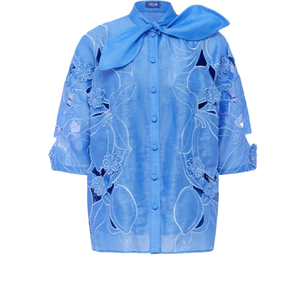 Leo Lin Brooklyn Appliqué Bow Puff Sleeve Top - Leo Lin Dress - Australian Luxury Fashion - Shop at Coveti