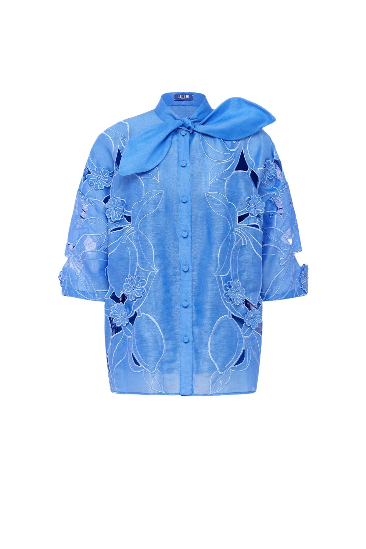 Leo-Lin-Brooklyn18429_nobg Leo Lin Brooklyn Appliqué Bow Puff Sleeve Top - Leo Lin Dress - Australian Luxury Fashion - Shop at Coveti
