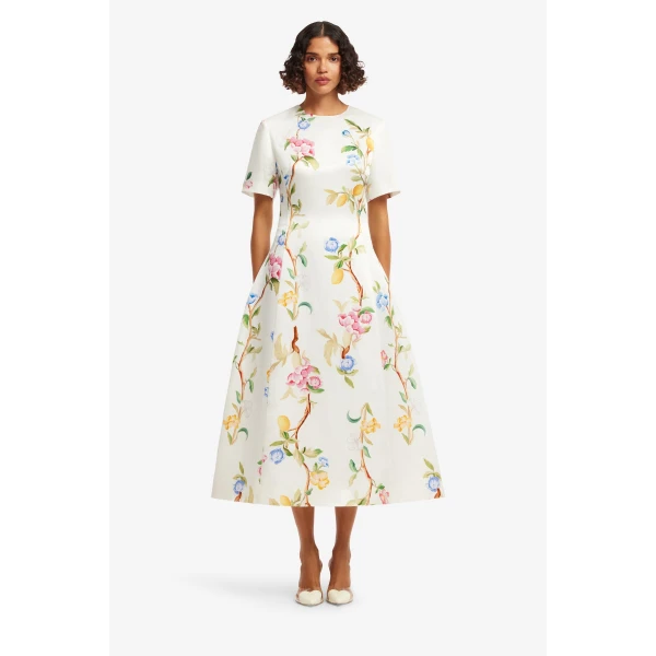 Leo Lin Caroline Short Sleeve Midi Dress - Leo Lin Dress - Australian Luxury Fashion - Shop at Coveti